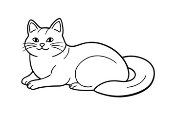 Adorable cartoon cat line art illustration pet animal