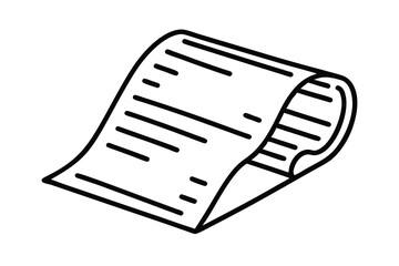 Rolled up paper document line art illustration