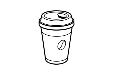 Disposable coffee cup outline simple design illustration
