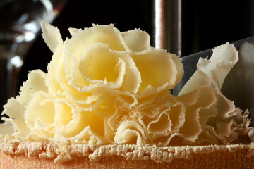 Rosette Closeup of Swiss Cheese Tete de Moine