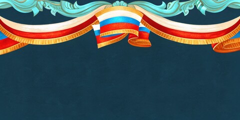 Happy Russia Day celebration banner with national flag and traditional border, perfect design for independence or national holiday event on june 12