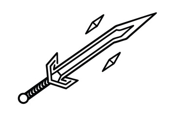 A powerful fantasy sword line art illustration design