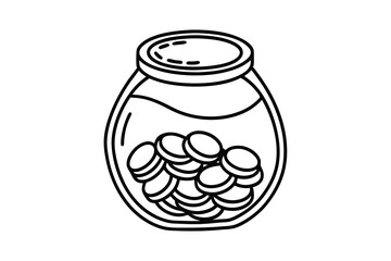 Glass jar filled with stacked coins savings money