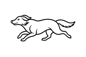 Running dog line art canine animal pet friend loyal companion