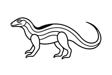 Fototapeta premium Stylized lizard reptile line art graphic design illustration