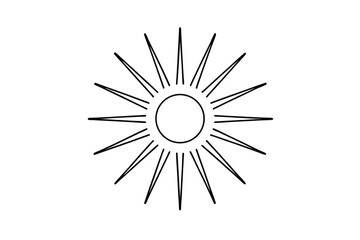 Obraz premium Simple line drawing of a sun with rays