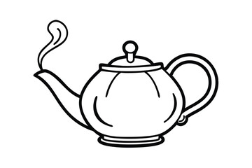 A simple line drawing of a teapot with steam