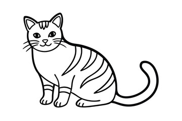 Adorable tabby cat line art illustration simple design