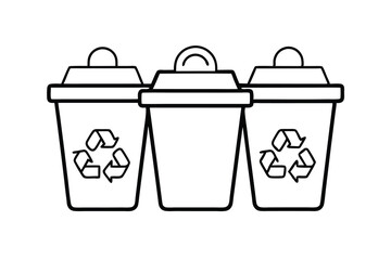 Three recycling bins ready for waste sorting
