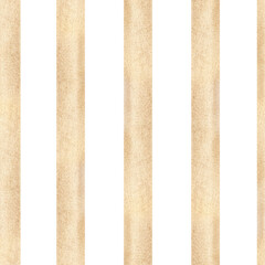 Seamless striped pattern. Handmade watercolor illustration. Light brown vertical stripes, for packaging, textiles, wallpaper, printing and wrapping paper, for tablecloths, curtains and home decor.