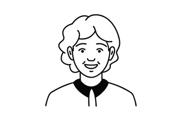 Smiling senior woman line art illustration portrait