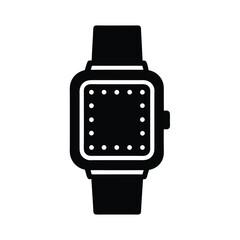 Digital Wristwatch Icon in Blue Flat Design