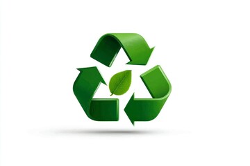 Recycling Symbol with Green Leaf Sustainability and Environmental Awareness Icon