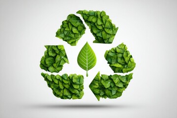 EcoFriendly Recycling Symbol Crafted from Green Leaves for Sustainability and Environmental Aw