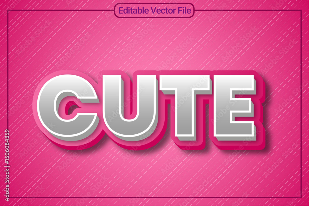 Fototapete cute 3d text effect editable vector file