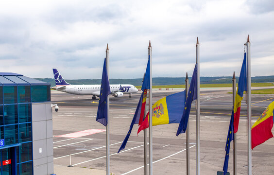 LOT Polish Airlines aircraft at Chisinau International Airport, Moldova