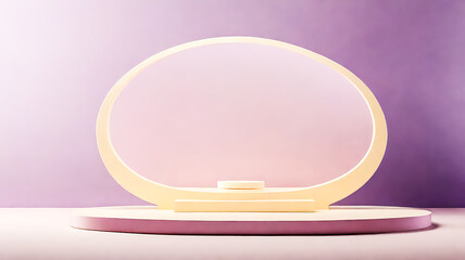 Elegant Product Display Podium with Circle Frame on Pastel Background