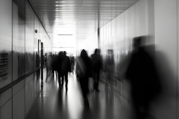 Blurry hospital corridor with people