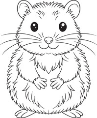 Cute Cartoon Vole Illustration for Coloring Book or Design