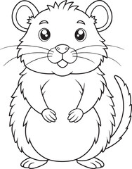 Cute Cartoon Vole Standing Up Coloring Page for Kids