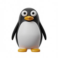 Fototapeta premium Adorable Cartoon Penguin 3D Render White Background