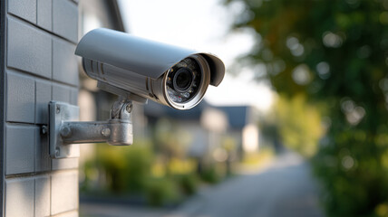 住宅外壁に設置された防犯カメラ