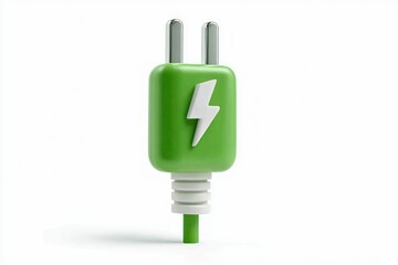 Green Plug with Lightning Bolt EcoFriendly Energy Concept for Sustainability and Technology D