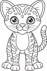 Cute Baby Ocelot Coloring Page for Kids and Adults