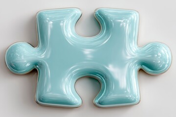 Fototapeta premium Abstract Teal Puzzle Piece with Glossy Finish and Unique Design for Creative Projects