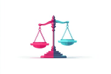 Balance and Equality A Symbolic Scale in Pink and Blue Colors Representing Fairness and Justic
