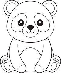 Cute Panda Bear Outline Illustration for Coloring or Design