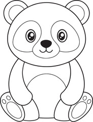 Cute Panda Bear Illustration for Coloring Book or Design