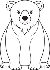 Cute Polar Bear Cartoon Outline Illustration for Coloring Book or Design