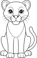 Cute Puma outline illustration for coloring book or print