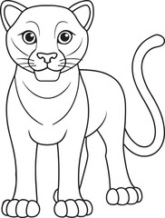 Cute cartoon Puma outline illustration for coloring book or page