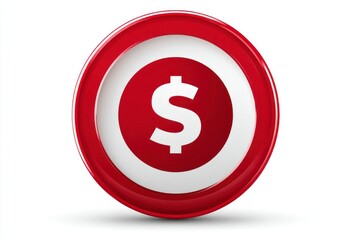 Obraz premium Red Circular Dollar Sign Icon for Finance and Business Concepts