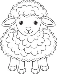 Cute Sheep Outline Illustration for Coloring Book or Creative Projects