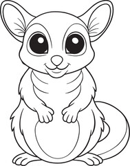 Cute Cartoon Sugar Glider Illustration for Coloring Book Page