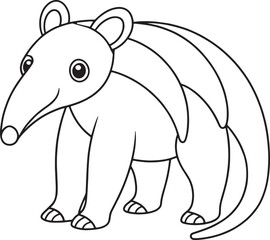 Cute Tapir cartoon outline illustration for coloring book page