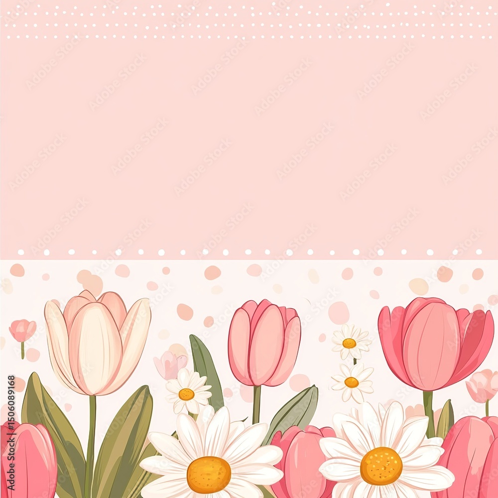 Aufkleber a soft pastel vector background split in half, with one side filled with elegant flowers and the oth