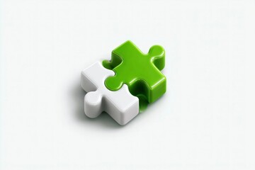 Obraz premium Interlocking Puzzle Pieces in Green and White Symbolizing Unity Connection and Problem Solvi