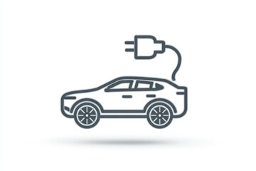 Obraz premium Electric Vehicle Charging Icon Modern Car with Plug Sustainable Transportation Symbol for Eco