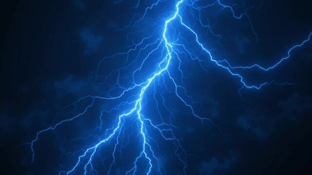 Blue lightning with dark background, 3d rendering. 4k video 