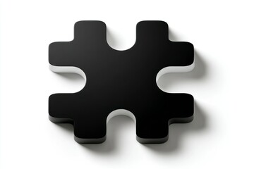 Fototapeta premium 3D Puzzle Piece Icon Black and White Design for Games Puzzles and Problem Solving Concepts