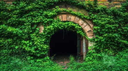 Hidden, overgrown archway entrance