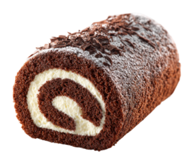 Delicious chocolate swiss roll dessert kitchen food cozy environment top view treats isolated on transparent background