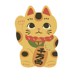 金色の招き猫のイラスト
