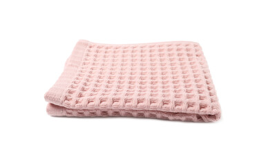Clean pink waffle towel isolated on white