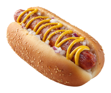 Delicious hot dog preparation food cart culinary delight urban view street food culture isolated on transparent background - Powered by Adobe