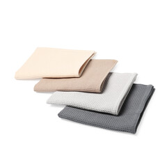 Many clean waffle towels isolated on white